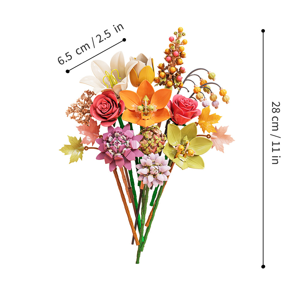Mesiondy Eternity Flowers Bouquet Building Kit – 813 PCS DIY Artificial Floral Arrangement | Premium Brick System | Gift-Ready Box