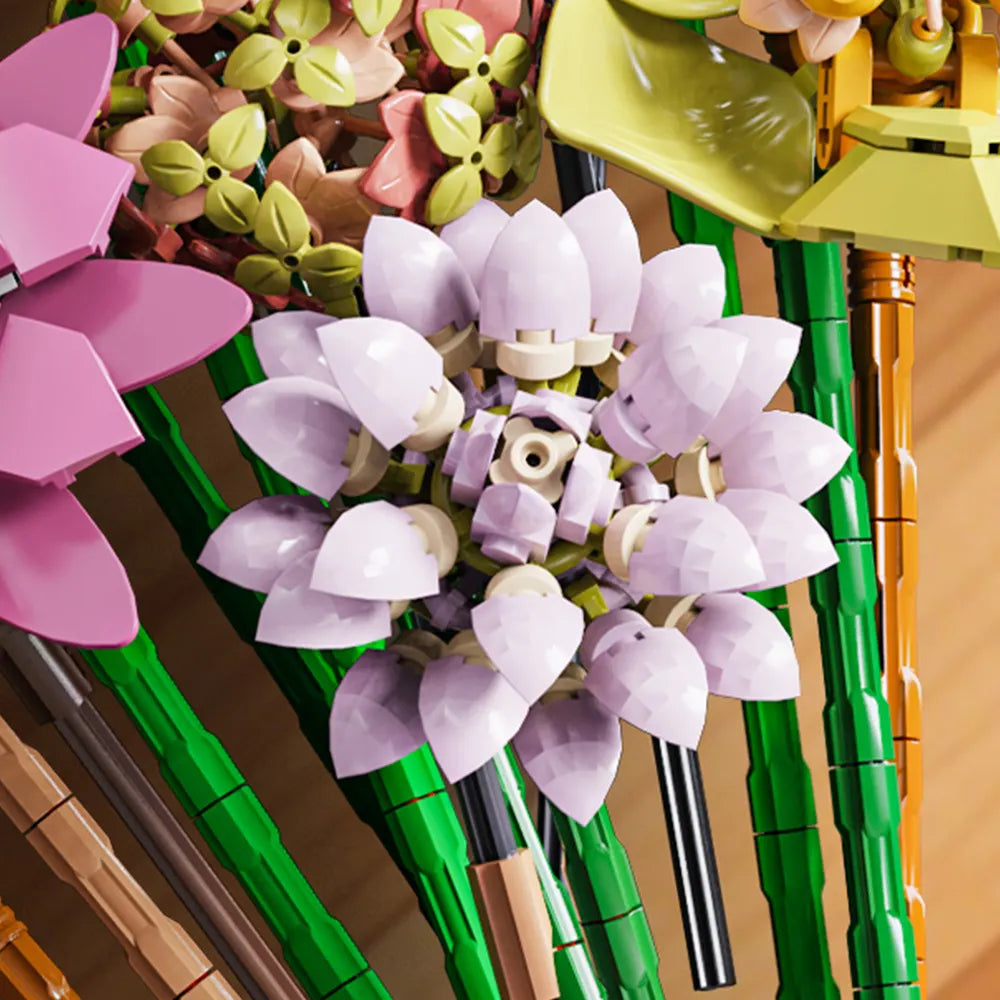 Mesiondy Eternity Flowers Bouquet Building Kit – 813 PCS DIY Artificial Floral Arrangement | Premium Brick System | Gift-Ready Box