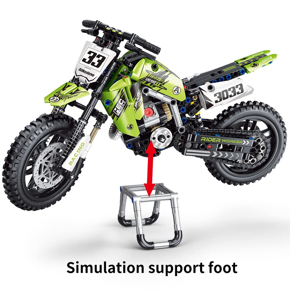 Mesiondy Championship Off-Road Dirt Bike Building Kit – 476 PCS Premium Brick System | Motocross Racing Model | Number 33 Livery