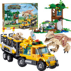 Mesiondy Prehistoric Apex Predator Expedition Building Set – 546 PCS Premium Brick System | Dino Transport Truck, Watchtower & Dinosaur Figures