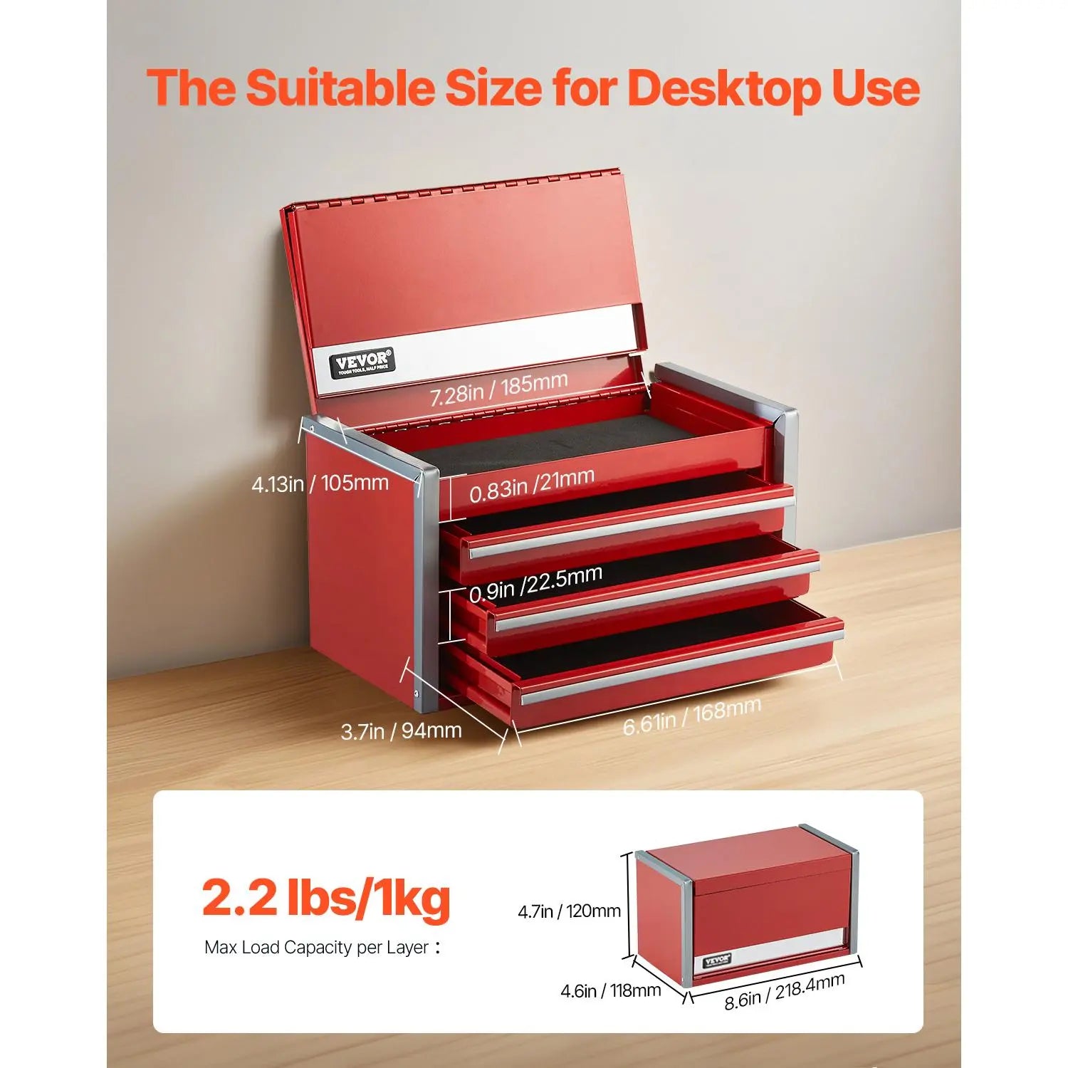 Portable Mini Steel Tool Box with Drawers