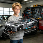 Mesiondy Silver Arrow GT Black Series Building Kit – 1466 PCS Premium Brick System | 1:14 Scale German Supercar | AMG Racing Livery