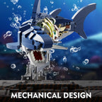 Mechanical Half-Cut Shark Building Set 🦈 – 687 PCS, Hand-Cranked Moving Action, 9" Tall STEM Toy for Kids & Adults ⚙️