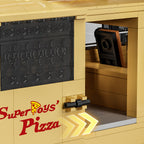 Mesiondy Retro Pizza Delivery Van Building Kit – 634 PCS Premium Brick System | 80s Food Truck Model | Removable Rooftop Sign & Interior Kitchen Detail