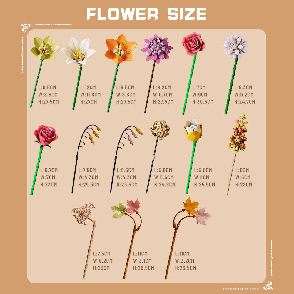 Mesiondy Eternity Flowers Bouquet Building Kit – 813 PCS DIY Artificial Floral Arrangement | Premium Brick System | Gift-Ready Box