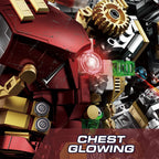 Mesiondy Titan-Class Heavy Armor Mech Building Kit – 2600+ PCS Premium Brick System | Semi-Mechanical Deconstructed Collectible | Light-Up Eye Effects