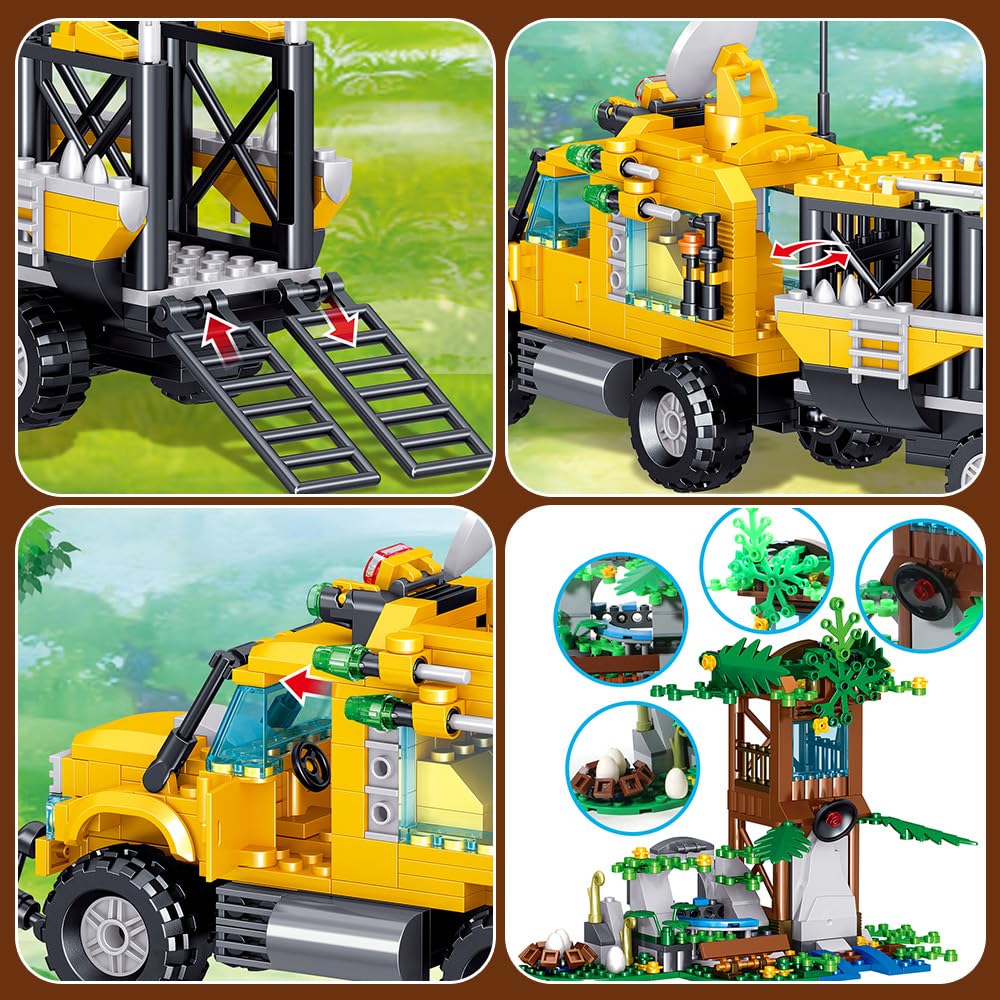 Mesiondy Prehistoric Apex Predator Expedition Building Set – 546 PCS Premium Brick System | Dino Transport Truck, Watchtower & Dinosaur Figures