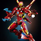 Ultimate Red & Gold Mecha Building Set – 13.8" Tall Armored Figure with 1,568 PCS, Full Articulation & Dual Energy Blades