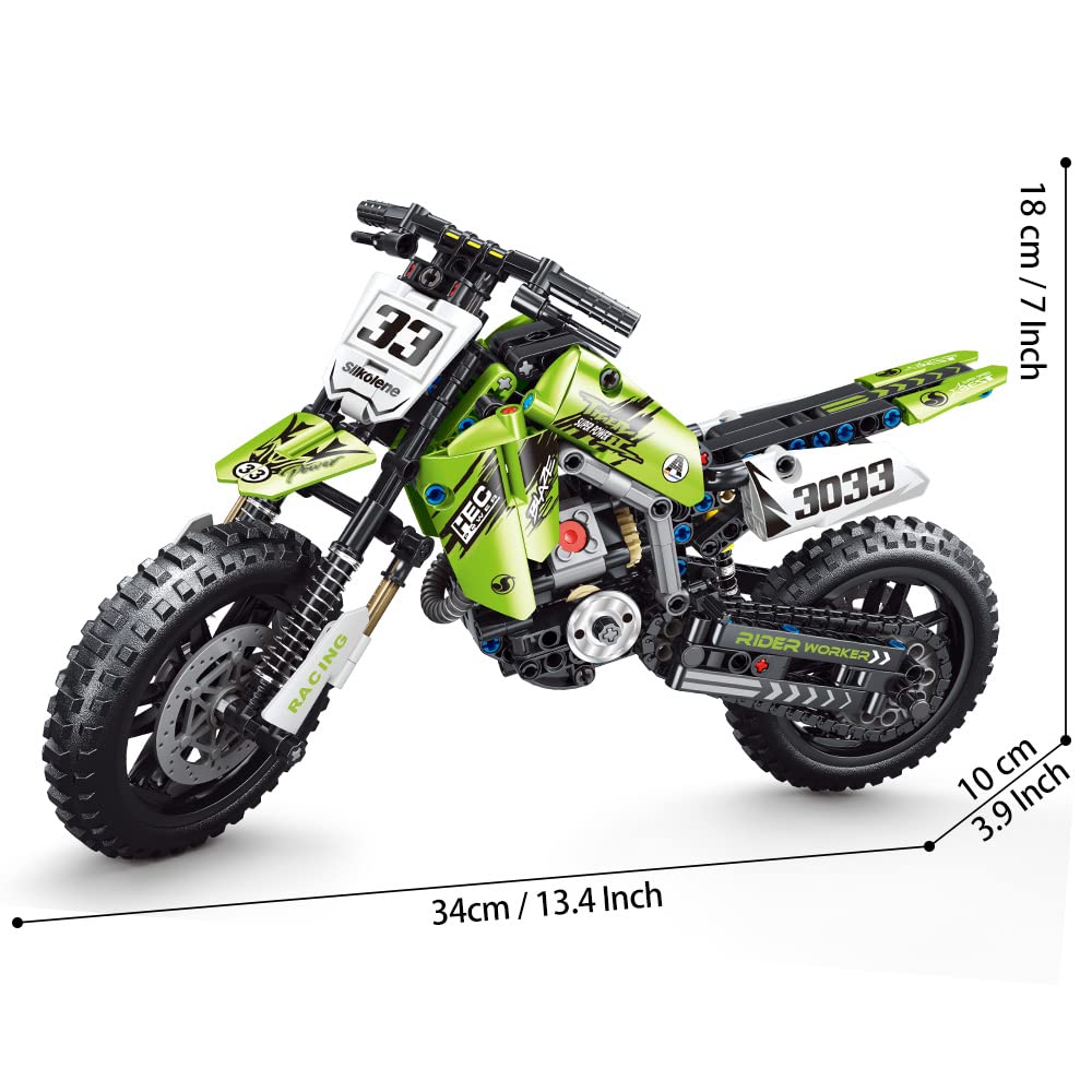 Mesiondy Championship Off-Road Dirt Bike Building Kit – 476 PCS Premium Brick System | Motocross Racing Model | Number 33 Livery