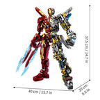 Mesiondy MK50 Armored Hero Semi-Mechanical Mech Building Kit – 2002 PCS Premium Brick System | Deconstructed Collectible Display Model | Light-Up Energy Effects