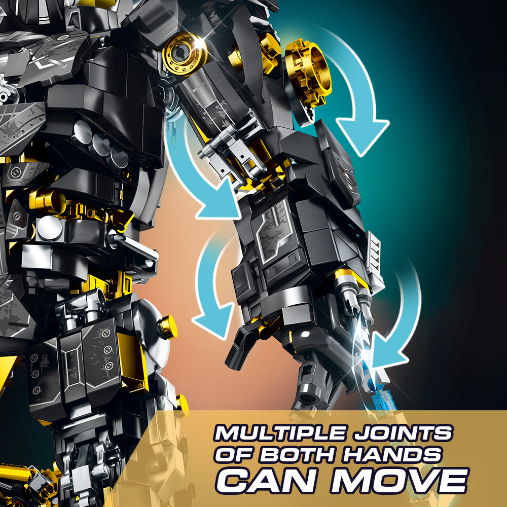 Mesiondy Obsidian Enforcer Mech Building Kit – 2362 PCS Premium Brick System | Energy Whip Effects | Light-Up Reactor Details