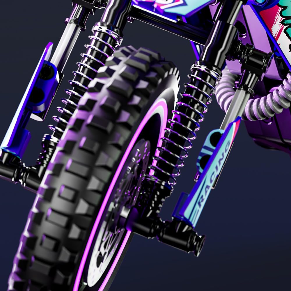 Mesiondy Off-Road Motocross Bike Building Kit – 476 PCS Premium Brick System | Dirt Bike Technic Model | Racing Decal Detail